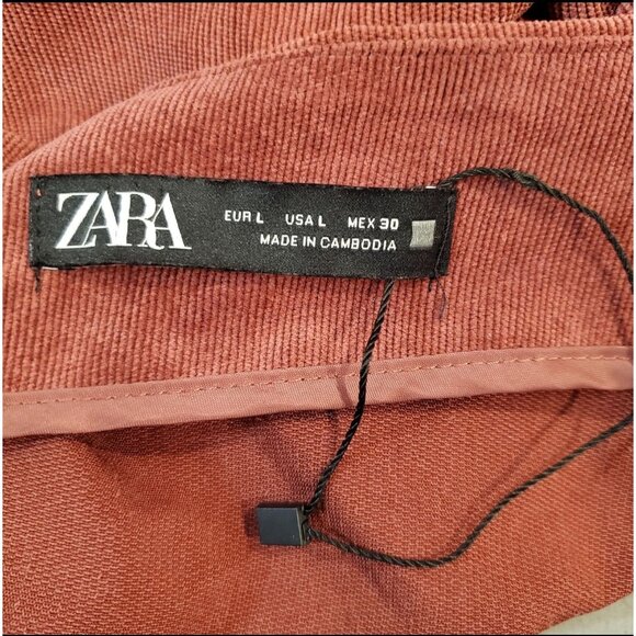 Zara Draped Corduroy Ruched Mini Skirt Size Large - Picture 8 of 11